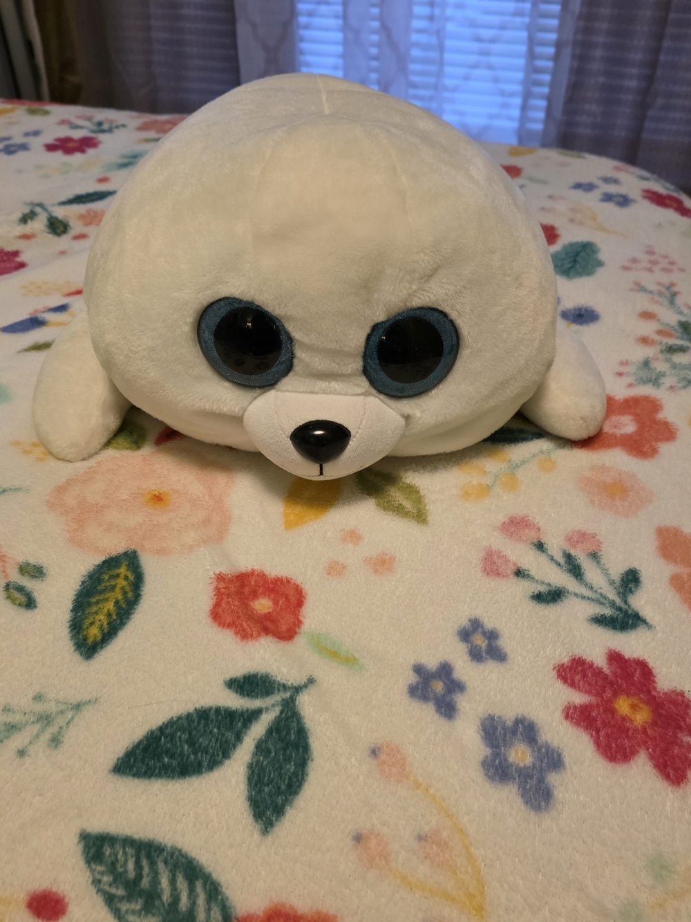 Ty White Seal Plush with Blue Eyes
